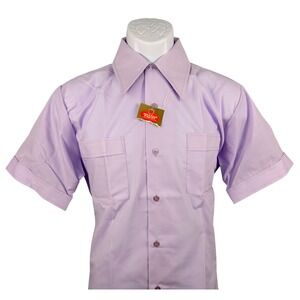 MacRae Prest Work Shirt Short‎ Sleeve Button Up Lavender Purple Medium